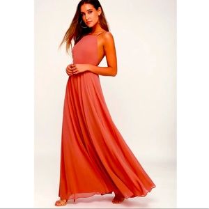 Lulus Mythical Kind of Love Coral Maxi Dress (discontinued color)